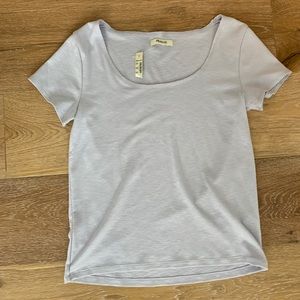 purple scoopneck top